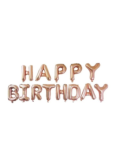 Happy Birthday Rose Gold Harf Folyo Balon Set