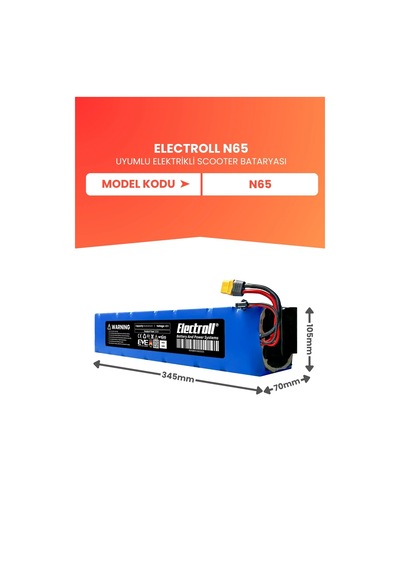 Electroll N65 Uyumlu Batarya Yüksek Kapasite 48v 15.000mah Elektrikli Scooter Bataryası Diğer