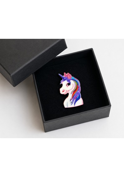 Renkli Unicorn Figürlü Çocuk Rozeti Çanta, Kıyafet Ve Aksesuar Süsü Gri