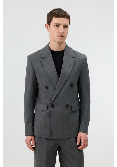 Antioch Relaxed Kruvaze Erkek Blazer Ceket Gri