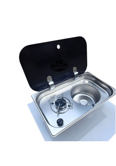 Tek Ocak Evye Cam Kapaklı Sağ Evyeli Karavan Tekne Çok Renkli