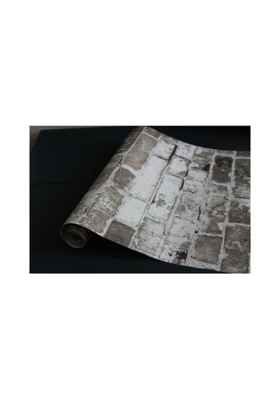 Tetik Tuğla Desenli Duvar Kağıdı, Gri-bej, 100 X 110 Diğer