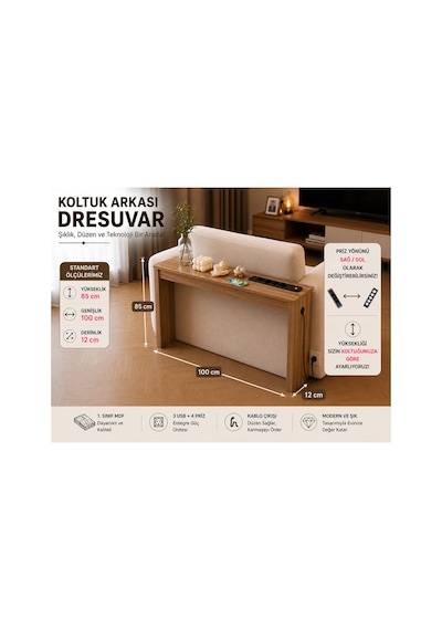 Café Royale Vintage & Usb-tech Konsol Raf - 3 Usb + 4 Priz Girişli Mdf Koltuk Arkası Raf Açık Ceviz 100x85x12 Café Royale Vintage & Usb-tech Konsol Raf - 3 Usb + 4 Priz Girişli Mdf Koltuk Arkası Raf Açık Ceviz 100x85x12
