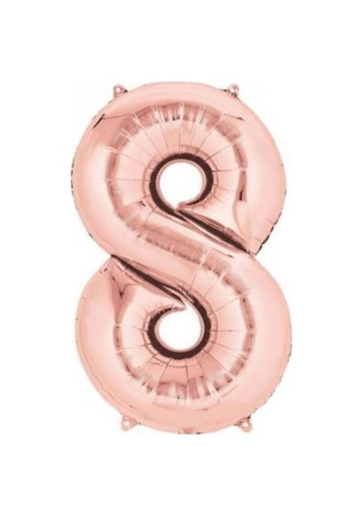 100 Cm Rakam 8 Rose Gold Folyo Balon Pembe