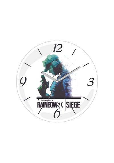 Rainbow Six Siege Çap 30cm Sessiz Akar Bombeli Gerçek Cam Duvar Saati Siyah