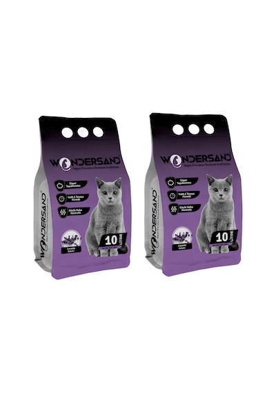 Wondersand Lavanta Kokulu İnce Topaklaşan Bentonit Kedi Kumu 2 x 10 L