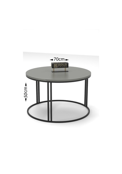 Special Orta Sehpa Bendir Siyah 70 Cm Gümüş