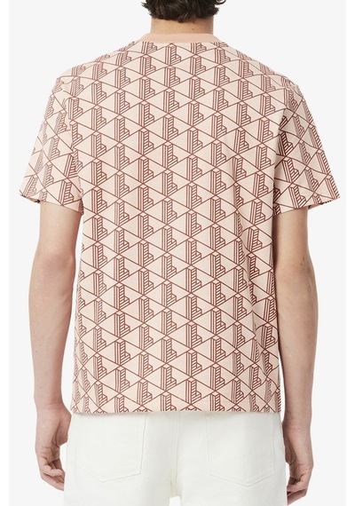 Lacoste Classic Fit Monogram T-shirt Erkek Bisiklet Yaka Tişört Kiremit Kiremit