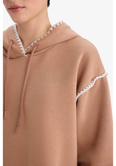 Defacto Overshirt Fit Kapüşonlu Sweatshirt G3318ax25aubn336 Kahve