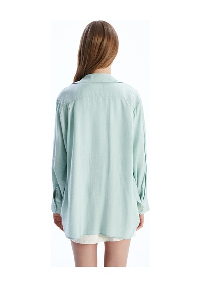 Lcwaıkıkı Classic Turkuaz Oversize Kadın Gömlek Tunik