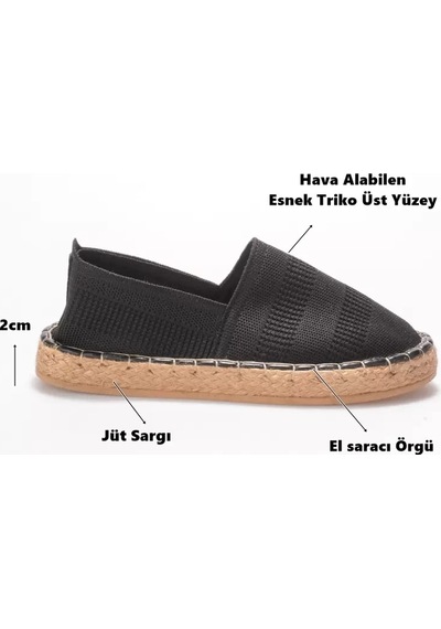Freedom Storee Kadın Siyah Triko Jüt Sargı El Yapımı Espadril Tr44my01a
