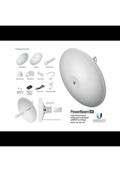 Ubıquıtı Pbe-5ac-500, Powerbeam, 5ghz, 450mbps, 27dbi Anten, Dış Ortam Access Point