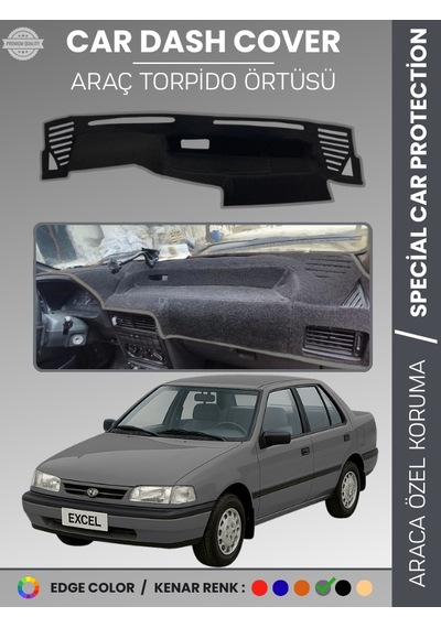 Hyundai Excel 1989-1994 Torpido Örtüsü Göğüs Koruma Araca Özel Uv Koruma Kolay Montaj - 821 Stiloto