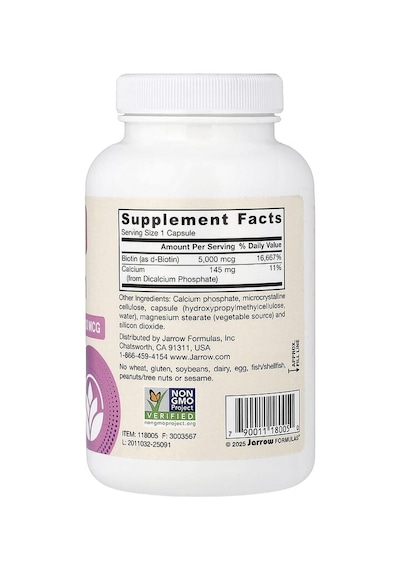 Jarrow Formulas, Biotin, 100 Veggie Capsules