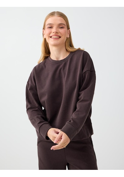 Jimmy Key Acı Kahve Yuvarlak Yaka Düz Kesim Modal Sweatshirt 6ww238328803 Kahverengi