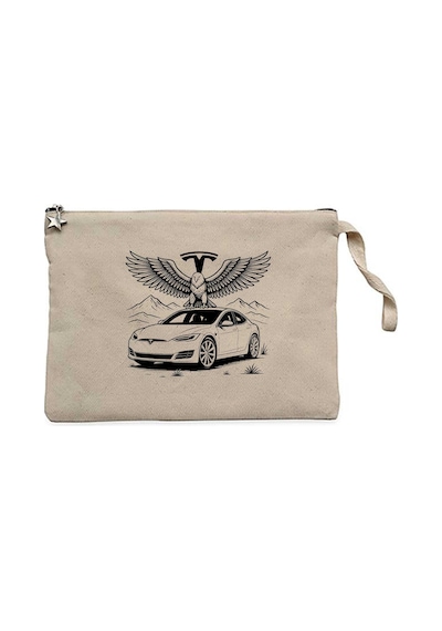 Tesla And Eagle Krem Clutch Astarlı Cüzdan / El Çantası