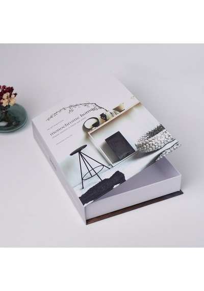 Bak Gel Al Kitap Görünümlü Dekoratif Kutu, Iskandinav Tarzı Gizli Saklama Kutusu Monochrome