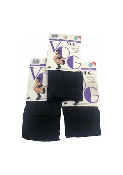 Vog 3'lü Orta Kalın Micro Fiber Siyah Soket Çorap - Siyah