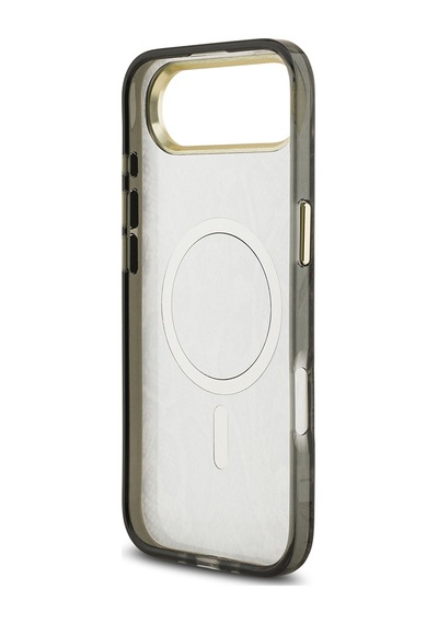 Apple Uyumlu iPhone 17 Air  Kılıf Guess Lisanslı M-safe Özellikli Yazı Logolu Python Desenli Kapak Siyah Siyah