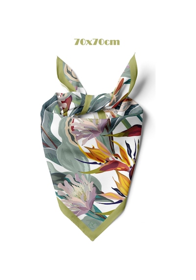 Ada Çiçekleri Desen 70 70cm Bandana/fular Çok Renkli