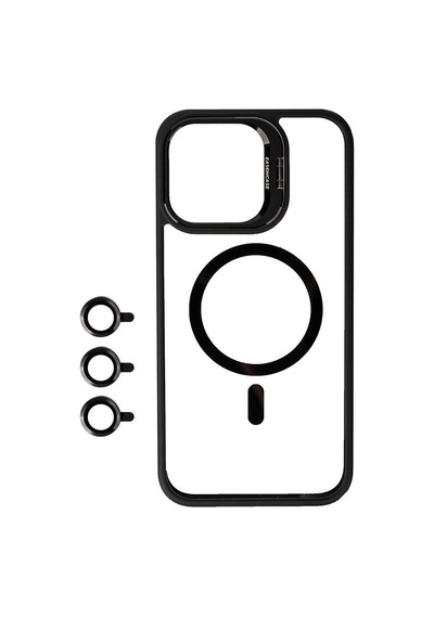 Apple iPhone Uyumlu 15 Pro Max Kılıf M-safe Şarj Özellikli Standlı Zore M-safe Klon Lensli Kapak
