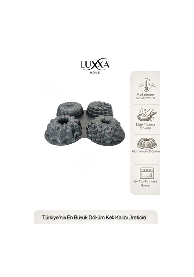 Viona 4'lü Muffin Döküm Kek Kalıbı Antrasit Antrasit