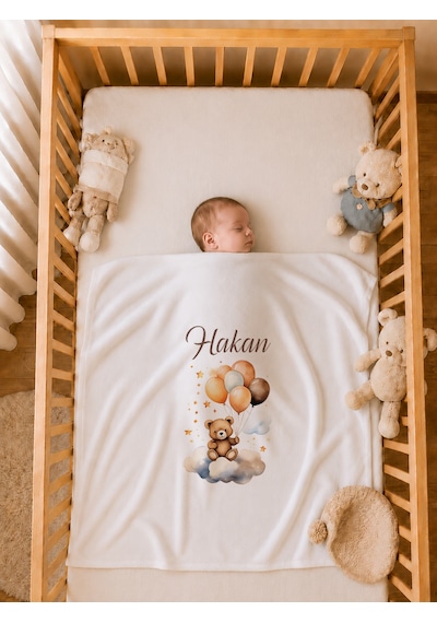 Pia Baby Erkek Bebek 4 Parça Tulum Seti %100 Pamuk İsim Baskılı Kişiye Özel Hastane Çıkışı Battaniyeli 1067bt0x Krem