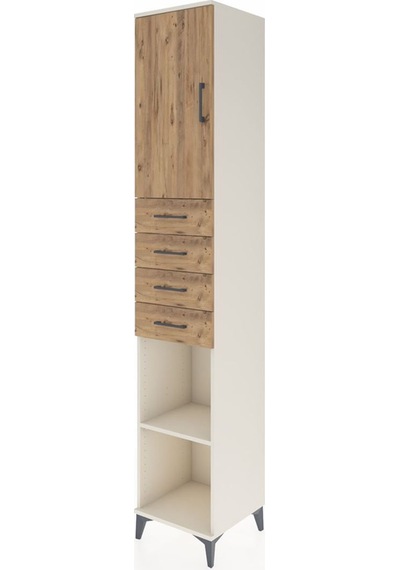 Hyperion Dolap 4 Raflı 4 Çekmeceli Tek Kapaklı 44x44x243 Aytaşı-çam Aytası