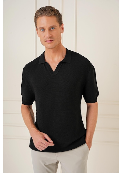 Efor Slim Fit Polo Yaka Kısa Kol %100 Pamuk Siyah Triko Tr 868 Siyah Efor Slim Fit Polo Yaka Kısa Kol %100 Pamuk Siyah Triko Tr 868 Siyah