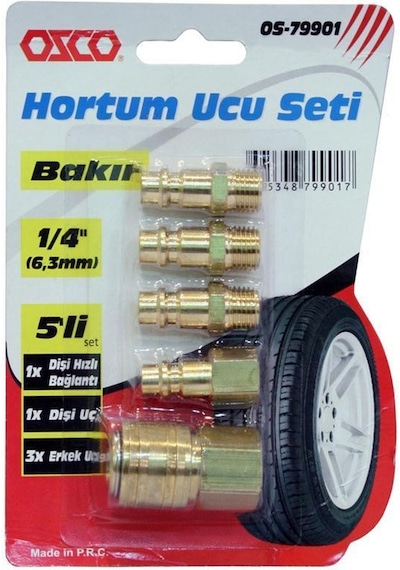 Osco 79901 Bakır Alaşımlı Hortum Ucu Seti 5 Parça