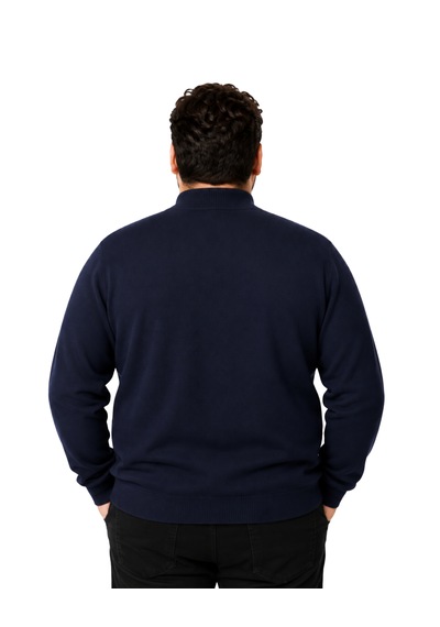 Battalmoda Erkek Büyük Beden Lacivert Yarım Balıkçı Pamuklu Kazak 3xl-4xl-5xl-6xl