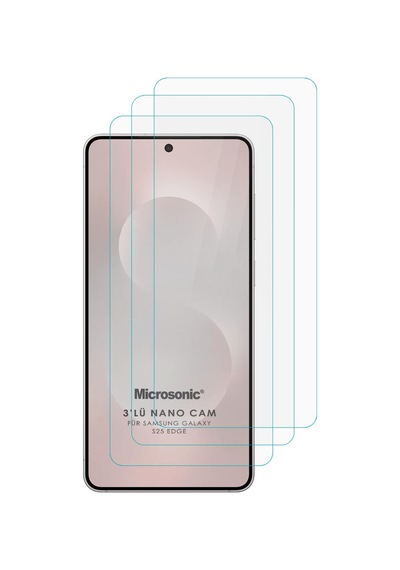 Microsonic Samsung Uyumlu Galaxy S25 Edge Screen Protector Nano Glass Cam Ekran Koruyucu 3 Lü Paket