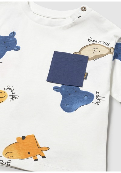 Mayoral Erkek Bebek Baskılı Tshirt Krem Krem