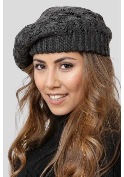 Uniquetrenders Kadın Örgü Triko Ressam Bere Füme