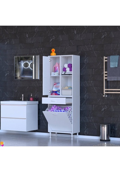 Eliusta Liora Beyaz Çok Amaçlı Banyo Dolabı 65 Cm Genişliğe Sahip 65x171x32,5 Cm Tek Sepetli 2 Raflı Dolap Beyaz Eliusta Liora Beyaz Çok Amaçlı Banyo Dolabı 65 Cm Genişliğe Sahip 65x171x32,5 Cm Tek Sepetli 2 Raflı Dolap Beyaz
