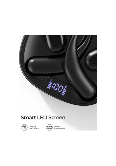 Açık Kulak Kablosuz Kulaklık, Bluetooth 5.4 Açık Kulak Kulaklığı, Dahili Mikrofon, 50h Çalma Zamanı, Led Ekran Genel