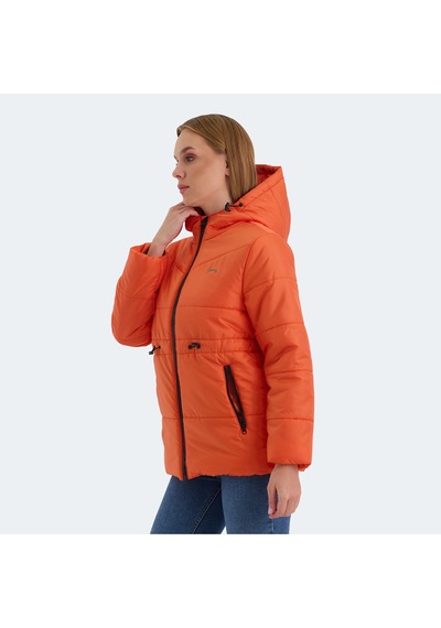Slazenger CALLU Kadın Kapüşonlu Şişme Turuncu Mont & Kaban