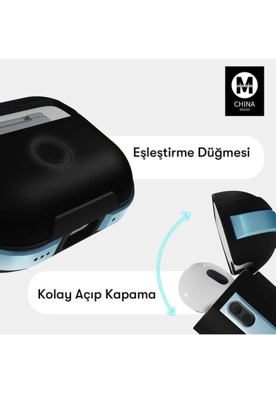 Apple Airpods Uyumlu Pro 2 2.nesil Mo-a8 Armor Kılıf - Sierra Blue Sierra Mavi