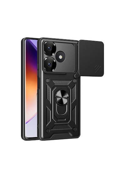 Ennar Xiaomi Redmi 13 4g Kılıf Magnetik Standlı Sürgülü Kamera Korumalı 360 Döner Yüzüklü Kapak Lacivert