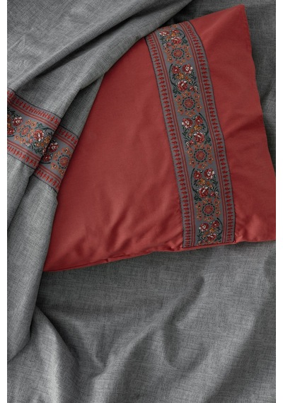 Cotton Box Folk Ark Çift Kişilik Nevresim Takımı Felina Bordo Renkli