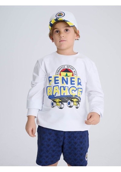 Fenerium Çocuk Trıbun Kaykaylı Sweat BEYAZ