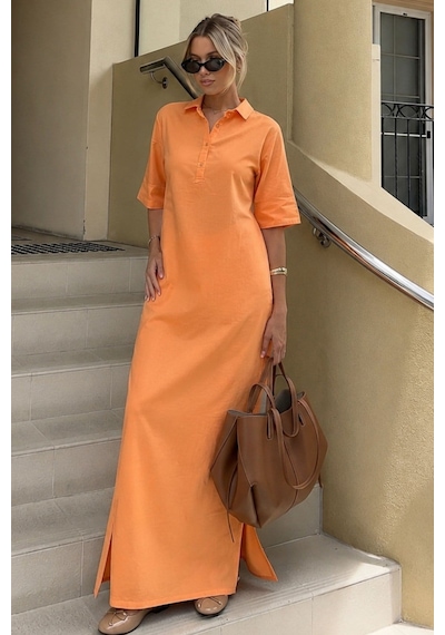 Madmext Yavruağzı Modal Kumaş Maxi Gömlek Elbise Mg2866 Yavru Ağzı