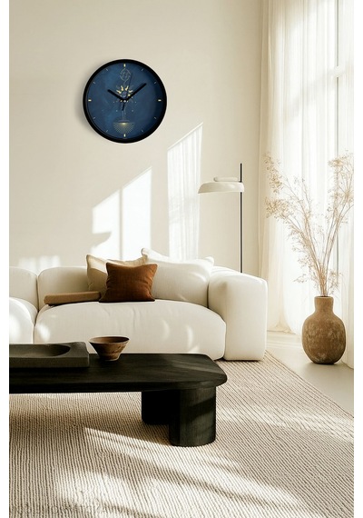Balık Burcu - Burçlar Modern Duvar Saati - 25cm - Önü Camlı Siyah Kasa - Sessiz Mekanizma-jh0919 Siyah