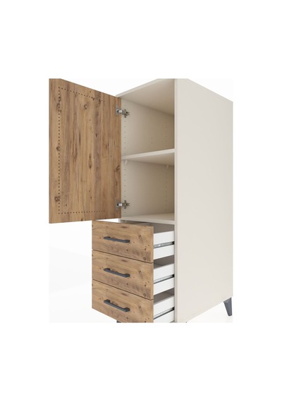 Kronos Dolap 2 Raflı 3 Çekmeceli Tek Kapaklı 44x59x134 Aytaşı-çam Aytası
