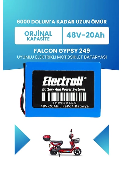 Falcon Gypsy 249 Uyumlu Batarya Standart Kapasite Lifepo4 48v 20ah Elektrikli Motosiklet Bataryası