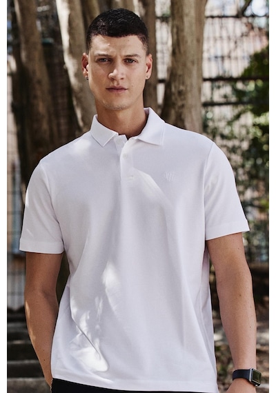 Standart Fit Basic Polo Yaka 2li Paket Beyaz Erkek T-shirt - 87768