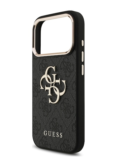 Apple Uyumlu iPhone 17 Pro Kılıf Guess Lisanslı Gold Kamera Çerçeveli 4g Desenli Büyük 4g Ve Yazı Logolu Siyah Siyah