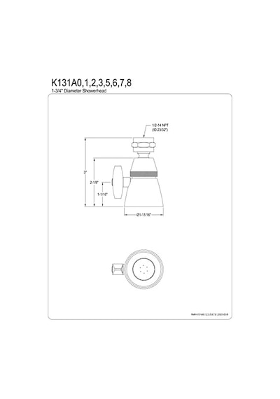 K131a8 1-3/4 İnç Duş Başlığı, Nikel 6998