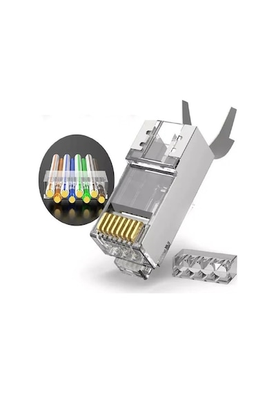 Speeduf Cat7 Metal Konnektör Rj45 Cat7 Jack + Kablo Ayraç 30luk Paket