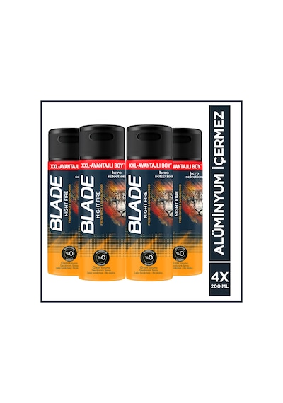 Blade Night Fire Erkek Alüminyumsuz Deodorant 4x200 Ml Leke Bırakmaz